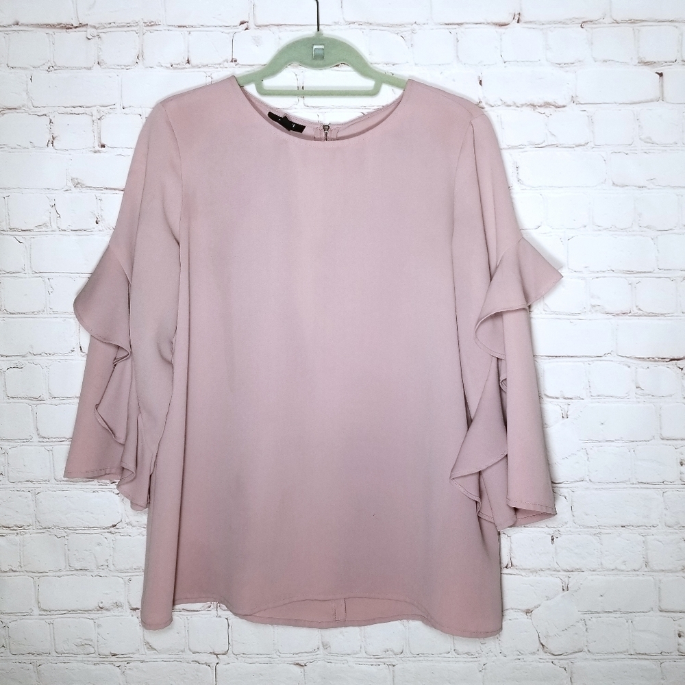 Alfani dusty rose pink ruffle sleeve blouse